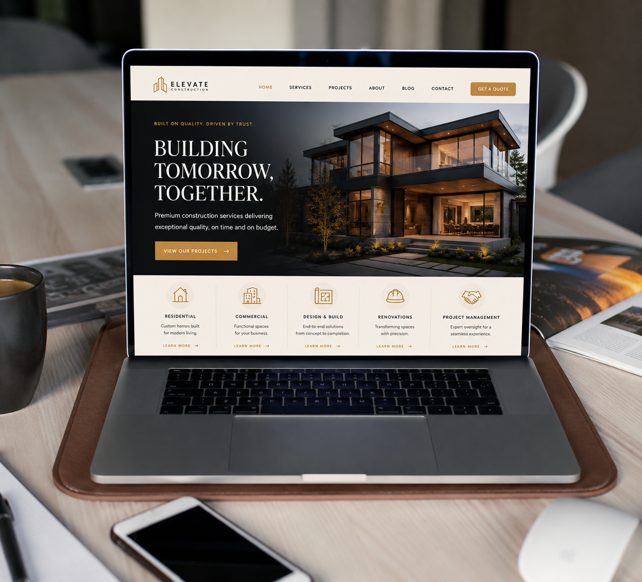 Luxury website design on a modern desktop screen